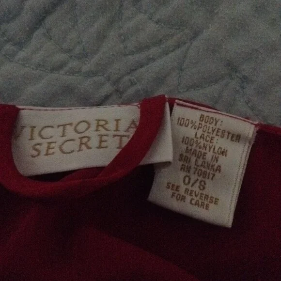 Vintage 1990s '90s Victoria's Secret Red Satin Robe with Belt - Picture 7 of 8